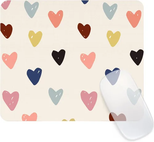 Miniatura 11 de Seorsok Alfombrilla de mouse con forma de corazón rosa, cuadrada, impermeable, base de goma antideslizante, para computadora portátil de oficina