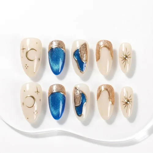 Miniatura 31 de Sun&Beam Nails Uñas a presión hechas a mano medianas con diseño de concha rosa metálica con acabado brillante, 10 piezas para uso diario y ocasiones