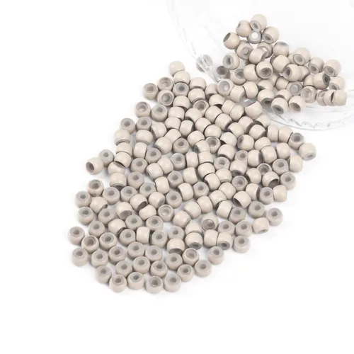 Miniatura 75 de Vlasy 100 Piezas Cuentas de Nano Anillo con Forro de Silicona para Extensiones de Cabello Humano con Nano Anillo 5 Colores Opcionales (Negro)