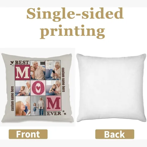 Miniatura 2 de Personalized Pillowcase with 6 Pictures and Words for Mom, Soft Decorative Cushion Perfect as a Meaningful Gift for Birthdays Christmas or 6