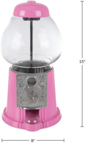 Miniatura 6 de Máquina de chicles de 15" con alcancía - Dispensador de dulces máquina de chicles con globo de vidrio y base de metal - Dispensador expendedor