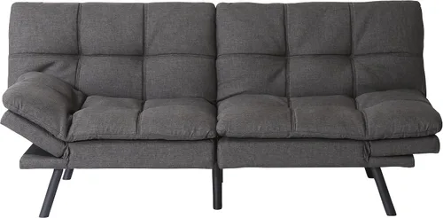 Miniatura 10 de Sofá cama futón, sofá cama convertible de espuma viscoelástica, moderno sofá cama plegable para espacio de vida pequeño y compacto (negro + PU#)