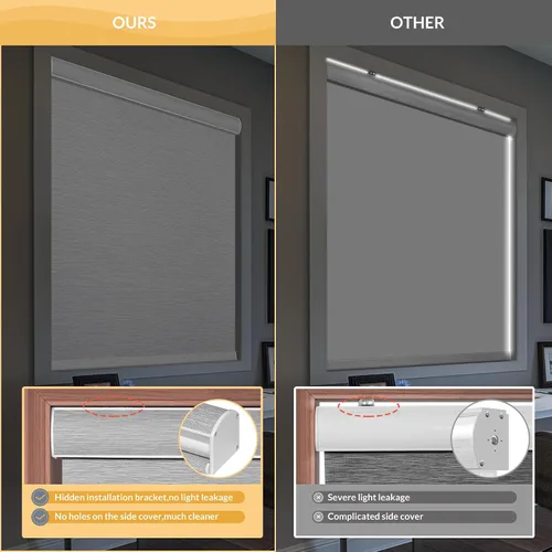 Miniatura 3 de Boolegon Persianas enrollables opacas para ventanas, inalámbricas, enrollables extraíbles, tela con aislamiento térmico, protección UV, persianas