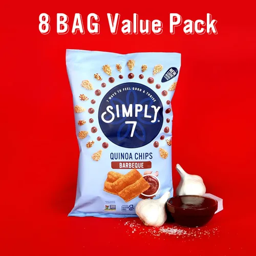 Miniatura 5 de Simply 7, Chips de quinua, barbacoa, barbacoa, 3.5 onzas, paquete de 8, sin OMG, sin frutos secos, vegetariano, vegano, bajo en grasa, bajo