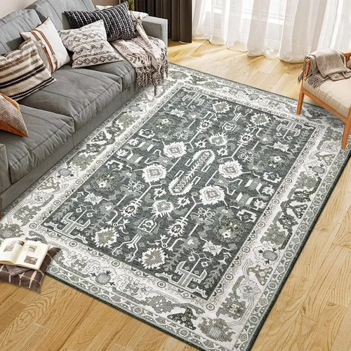 Miniatura 18 de FairOnly Alfombra bohemia lavable de 2 x 6 pies, estilo vintage, envejecida, tribal, antideslizante, no desprende pelusa, suave, plegable, alfombra