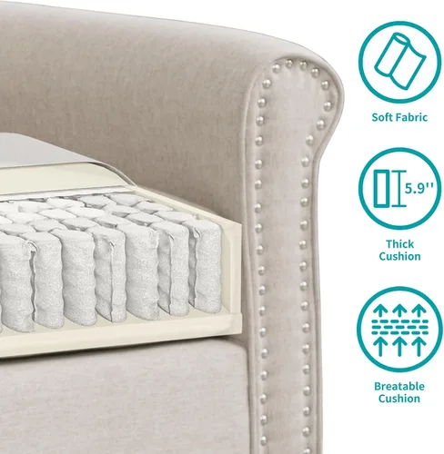 Miniatura 5 de BALUS Couches Set for Living Room, Couch Sofa with Wooden Sofa Legs, Living Room Furniture with Nailhead Trim, 6" Cushion, Sectional Couches