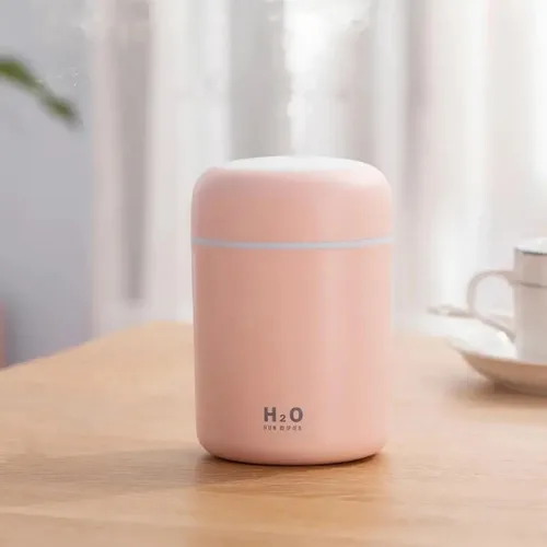 Mini humidificador portátil, colorido, niebla fría, alimentado por USB. Perfecto para dormitorio, oficina y coche (300 ml, rosa)