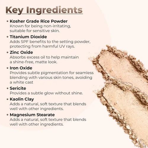Miniatura 4 de SweetFace Minerals - Polvo de ajuste de arroz ligero (20 gms), polvo fijador difuminante, maquillaje en polvo suelto, polvo facial compacto, polvo
