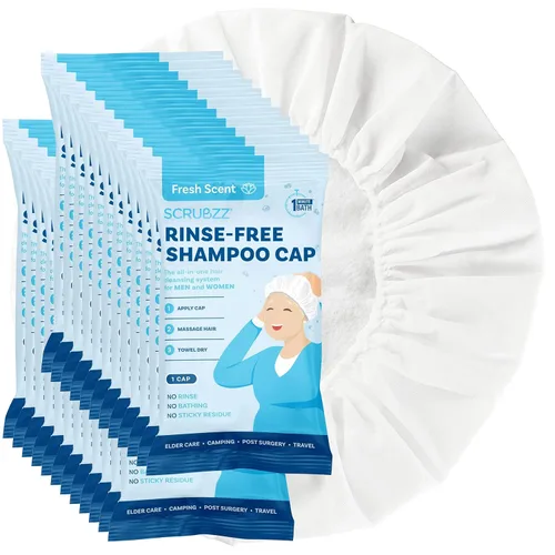Miniatura 10 de Scrubzz Caps de Champú Sin Enjuague para Pacientes Ancianos y Postrados, Caps de Champú Libres de Enjuague para Después de Cirugía y Estancias