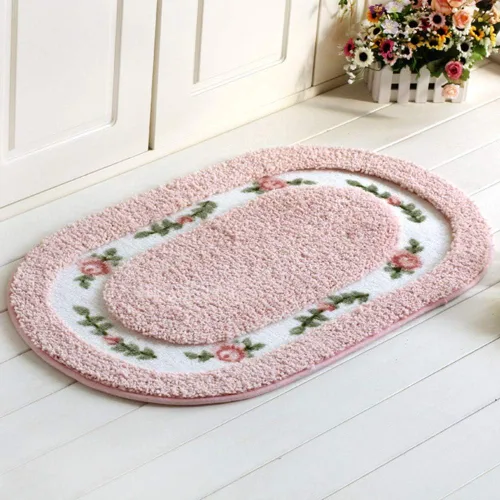 Miniatura 13 de vctops Elegante tapete de baño con diseño de rosas y flores, tapete de bienvenida para cocina, suave, antideslizante, absorbente, verde, 28 x 55