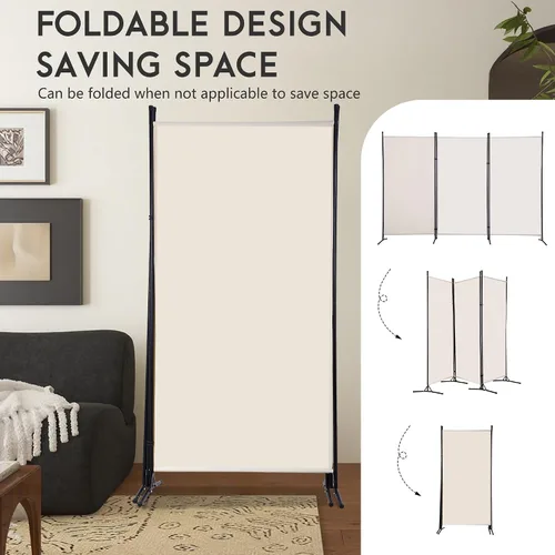 Miniatura 5 de FDW - Divisor de habitación de 3 paneles, división plegable portátil de 6 pies con marco de metal (102 pulgadas de ancho x 70 pulgadas de alto)