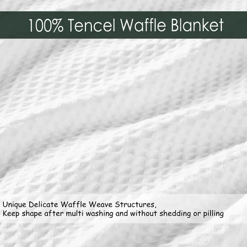 Miniatura 8 de Cottington Lane Manta 100% Tencel de tejido de gofre tamaño Queen de 90 x 90 pulgadas, ligera, suave y transpirable, manta perfecta para todas