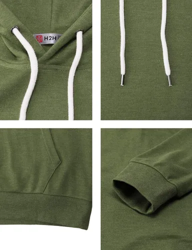 Miniatura 5 de H2H Sudadera con capucha para hombre, ligera, de manga larga, con bolsillo tipo canguro, ajustada, básica, casual