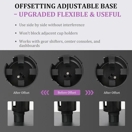 Miniatura 5 de JINKEY Expansor de portavasos 2 en 1, extensor de portavasos extra con inserto de taza ajustable para asiento delantero de automóvil para Yeti