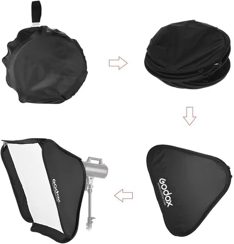 Miniatura 3 de Godox Kit de difusor portátil plegable de 32 x 32 pulgadas / 31.5x31.5 in con anillo de velocidad de montaje Bowens y estuche de transporte