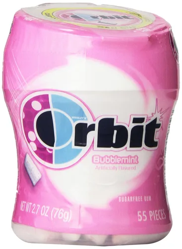 Orbit - Vasos de goma de mascar de burbujas, menta burbuja, botella de 55 piezas, 2.7 onzas (paquete de 6)