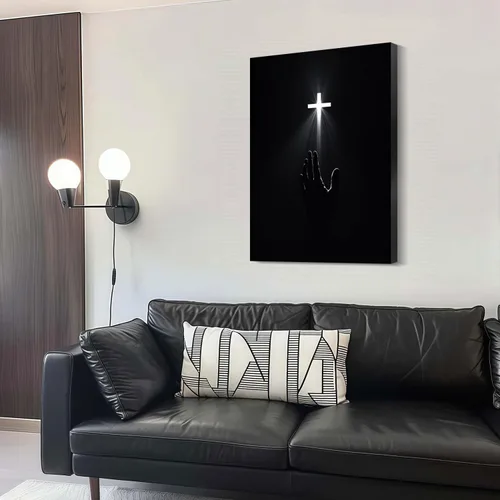 Miniatura 8 de Arte de pared cristiano enmarcado, póster de fe de redención, cruz y manos, impresión en lienzo en blanco y negro, pintura religiosa, imagen