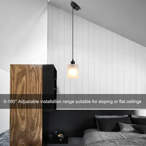 Miniatura 3 de Paquete de 3 Lámparas Colgantes Industriales, Pantalla de Vidrio Esmerilado Estilo Granja Moderno, Luminarias Colgantes Ajustables para Isla