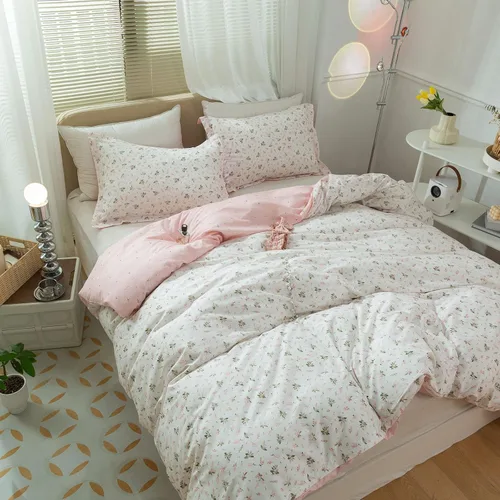 Miniatura 8 de AMWAN Juego de funda de edredón floral bohemio de algodón, ropa de cama con estética de jardín, elegante, botánico, con cierre con cremallera y 4