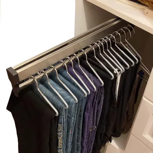 Miniatura 9 de Barra de Percha para Armario, Barra Extensible para Closet de 30-60cm, Barra de Ropa para Guardarropa, Organizador de Closet para Pantalones