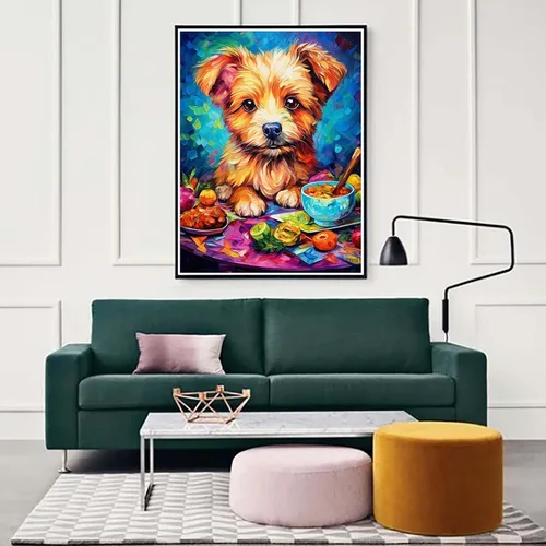 Miniatura 3 de Zariocy Kits de arte de diamantes 5D para adultos, cachorros, pintura de diamantes de bricolaje, arte redondo de perforación completa, pinturas