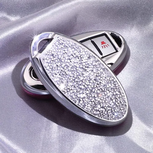 Miniatura 3 de SANRILY Funda para llavero de entrada sin llave de Nissan Altima Murano Rogue para Infiniti QX60 Q60 QX80 Q50 Protección completa con diamantes