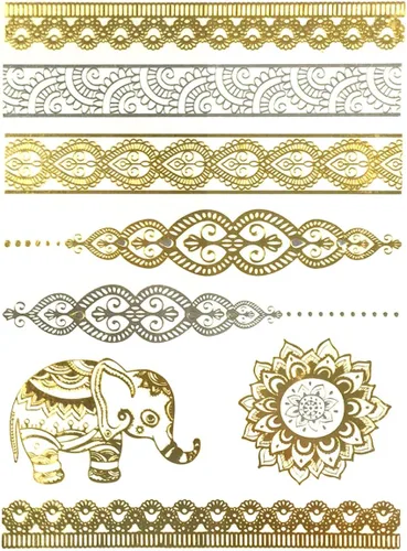 Miniatura 8 de Wrapables Tatuajes temporales inspirados en celebridades en oro metálico, plata y negro, grandes, alas de ángel_1