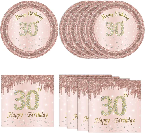Miniatura 24 de Decoraciones de cumpleaños número 70 para mujer, decoraciones de cumpleaños número 70, platos y servilletas de oro rosa, decoraciones de cumpleaños