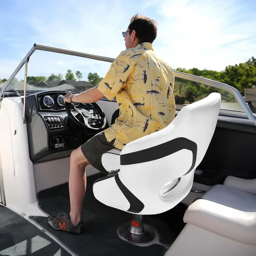 Miniatura 8 de PEXMOR Asiento de barco deportivo premium abatible para capitán con asiento de cubo para barco, cubierta de asiento de barco impermeable, bisagras