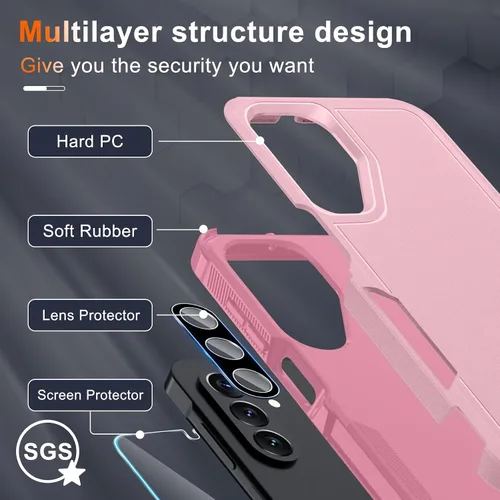 Miniatura 3 de Funda para Samsung Galaxy A26, de cuerpo completo, resistente de servicio pesado, a prueba de golpes, funda protectora para teléfono con correa