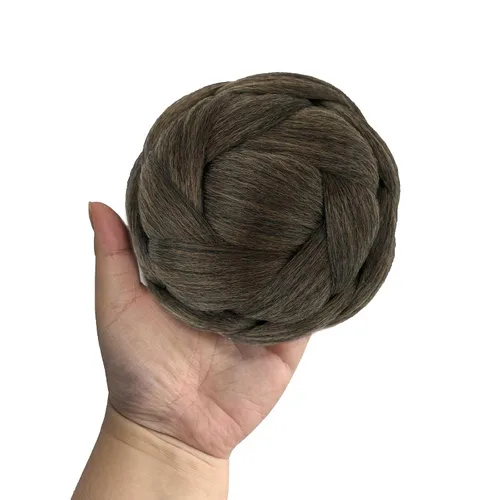 Miniatura 7 de Moño trenzado mixto de 5 pulgadas de diámetro marrón rojizo y negro, moño trenzado con peines integrados para mujeres, fiestas, bodas, bailes, 2009