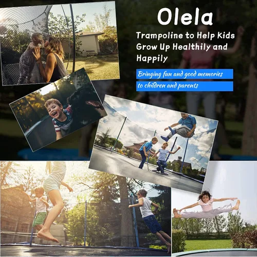 Miniatura 6 de Olela Trampolín de 16 pies para niños, trampolín con caja de seguridad, aro de baloncesto y escalera, trampolín al aire libre para niños y adultos
