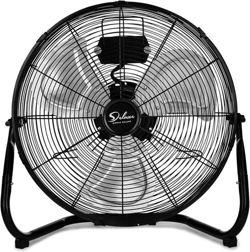 Miniatura 9 de Simple Deluxe - Ventilador industrial de piso, de metal resistente y alta velocidad, 3 velocidades, 12 pulgadas, color negro