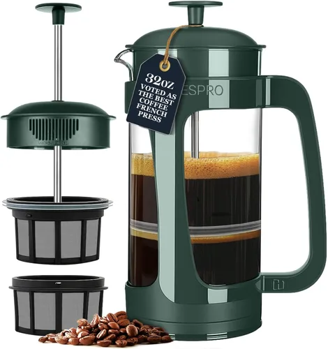 Miniatura 11 de ESPRO Light P3 - Cafetera de prensa francesa, microfiltro doble patentado para preparar sin arena, resistente al calor, prensa de café de vidrio