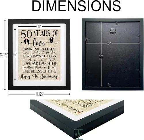 Miniatura 2 de TOBOHU Impresión de arpillera de 50 años de amor, regalos para padres 50 aniversario, decoraciones de aniversario dorado, regalos para abuela