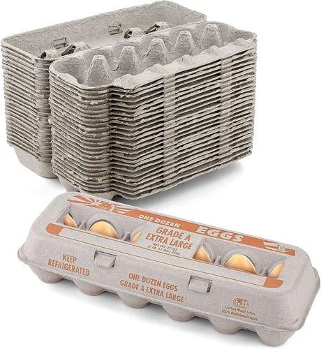 Miniatura 13 de MT Products - Cartones de huevos vacíos impresos con capacidad para hasta doce huevos, 1 docena grande, caja de huevos de papel de pulpa natural