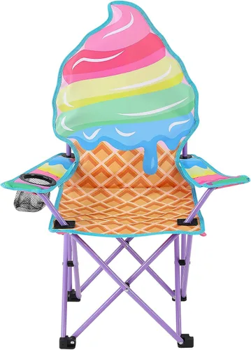 Miniatura 8 de KABOER Silla plegable para césped y camping para niños con portavasos y bolsa de transporte, sillas de camping para niños rosado sirena