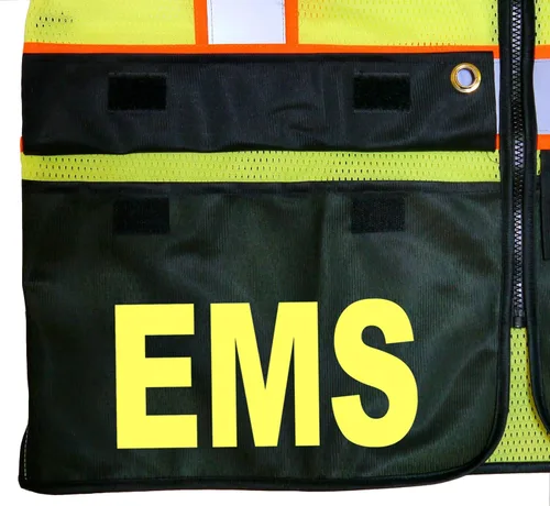 Miniatura 5 de Chaleco de seguridad EMS Survivor, Tipo R Clase 2, logotipos reflectantes con bolsillo trasero gigante.