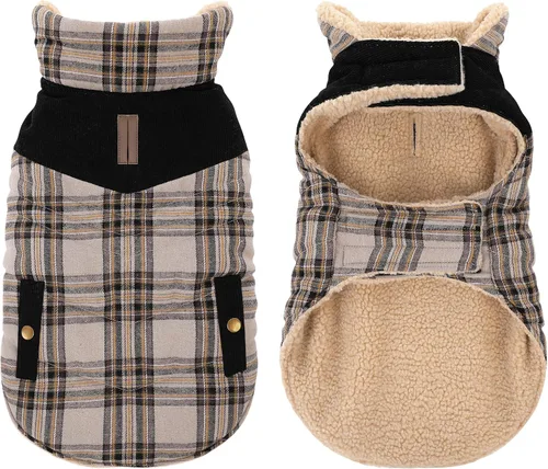 Miniatura 4 de Abrigo de invierno para perros pequeños, chaqueta sólida para cachorros, abrigo cálido para mascotas para clima frío, prendas acolchadas resistentes