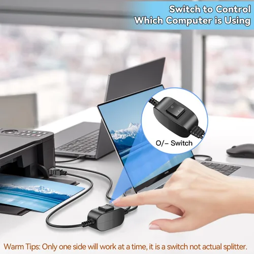 Miniatura 4 de Herfair Divisor de impresora para dos computadoras USB A Splitter 1 en 2 salidas para compartir una impresora/escáner/máquina de fax/periféricos USB