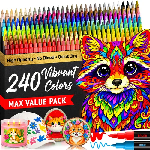 Miniatura 16 de ARTISTRO 5 marcadores de pintura acrílica negra, bolígrafos de pintura de doble punta + pincel fino ideal para caligrafía, perfectos para tela