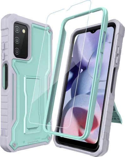 Funda para Samsung Galaxy A03s 5G, protección de grado militar a prueba de golpes con protector de pantalla HD de vidrio templado y soporte