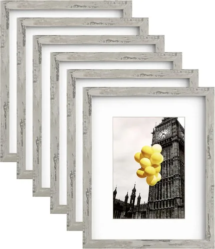 Miniatura 20 de Juego de 6 portarretratos de 5 x 7, para galería de fotos de 4 x 6 pulgadas con paspartú o de 5 x 7 pulgadas sin paspartú, marcos de fotos para Negro