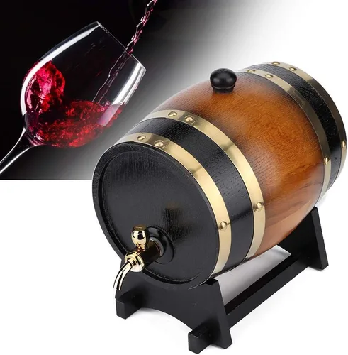 Miniatura 4 de Dispensador de barril de whisky de 3 L de gran capacidad, barril de madera de roble envejecido, contenedor de almacenamiento de barril de vino tinto