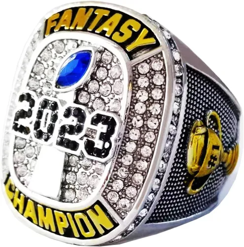 Miniatura 2 de Anillo de campeonato de fútbol de fantasía 2023 Premio del trofeo Ganador deportivo Anillo de campeón FFL, Zinc, Diamante blanco