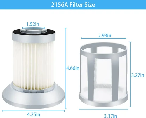 Miniatura 3 de Katerelis Paquete de 2 filtros de repuesto 2156A compatibles con BISSELL Zing ligero, 2156, 2156A, 2156E, 1665, 16652, 1665W sin bolsa, para filtro
