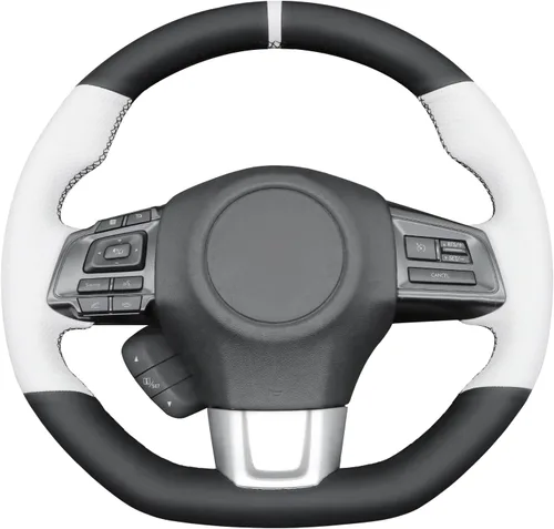 Miniatura 21 de MEWANT Funda de volante de automóvil transpirable cosida a mano para Subaru WRX 2015-2021 / WRX STI 2015-2021, accesorios para volante Subaru WRX