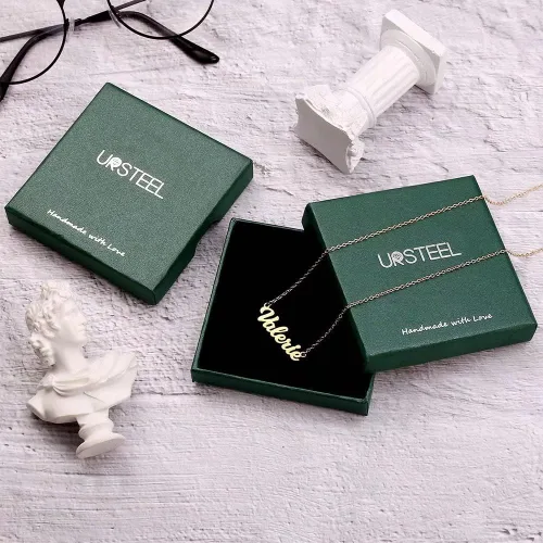 Miniatura 7 de Ursteel - Collar personalizable con placa con nombre, chapado en oro de 14 quilates, delicada joyería para regalar a mujeres, adolescentes y niñas