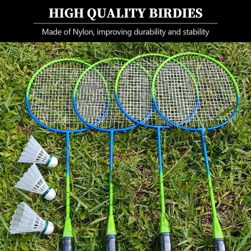 Miniatura 7 de Zdgao Juegos de bádminton para patio trasero, red de bádminton portátil con ajustador de tensión, juego de 4 raquetas de bádminton, 3 volantes