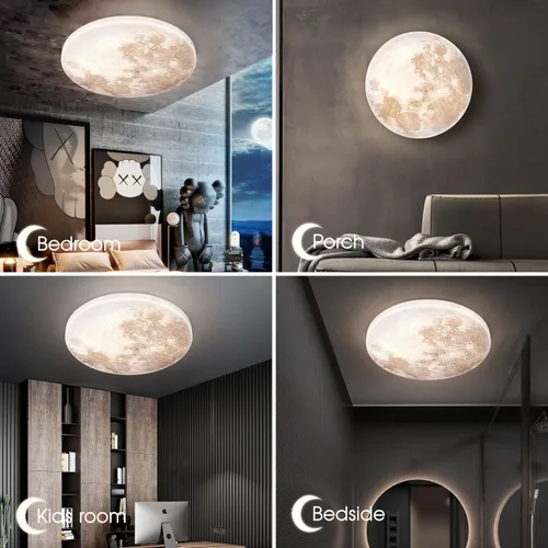 Miniatura 3 de Lámpara de Techo Empotrada Estilo Luna de 31W 13.8 pulgadas 5000K, Luces de Techo LED Modernas, Lámpara de Techo Blanco Luz de Día para Dormitorio